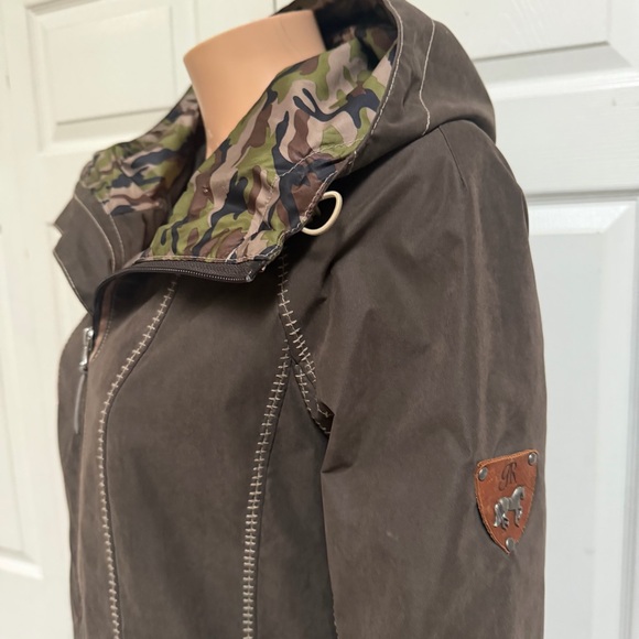 Goode Rider Women's Size Small Singing in the Rain Brown Jacket with Hood - Picture 4 of 15